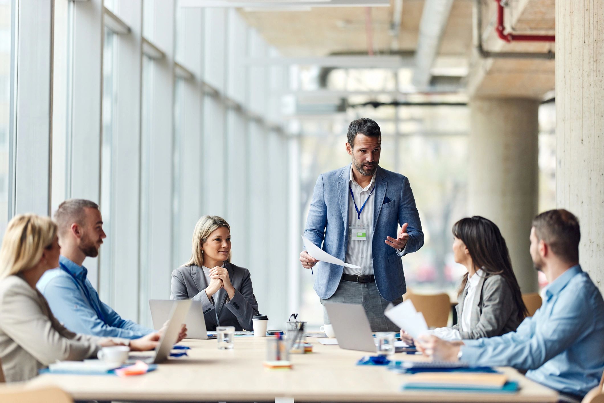 Business meeting at a conference table